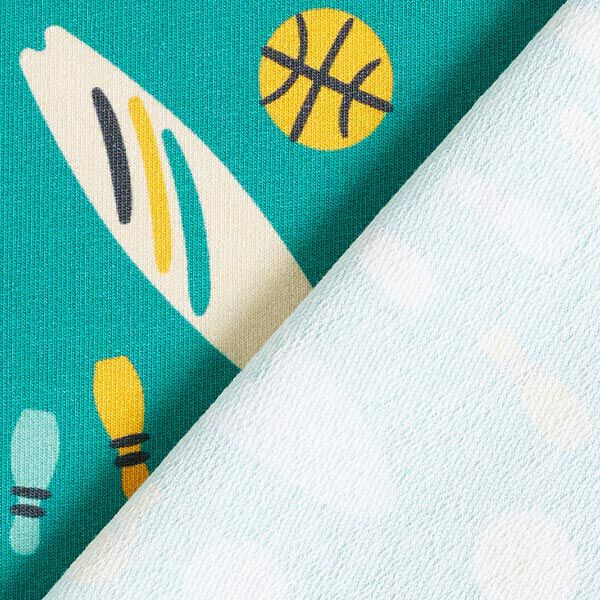 French Terry sommersweat retro zomer | PETIT CITRON – petroleum, image number 9