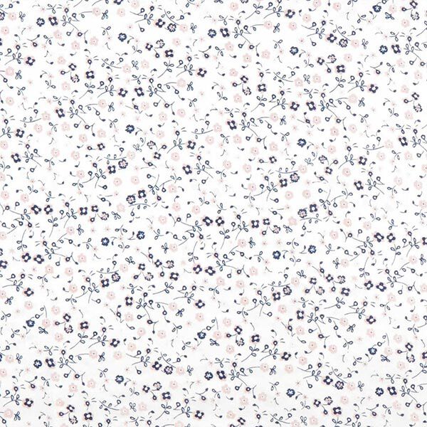 Zijde-viscose-satijn kleine bloemen – wit, image number 1
