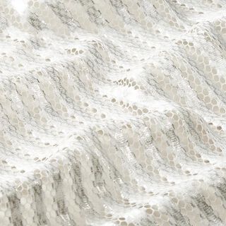 Carnavalstof Mesh – ecru/zilver, 