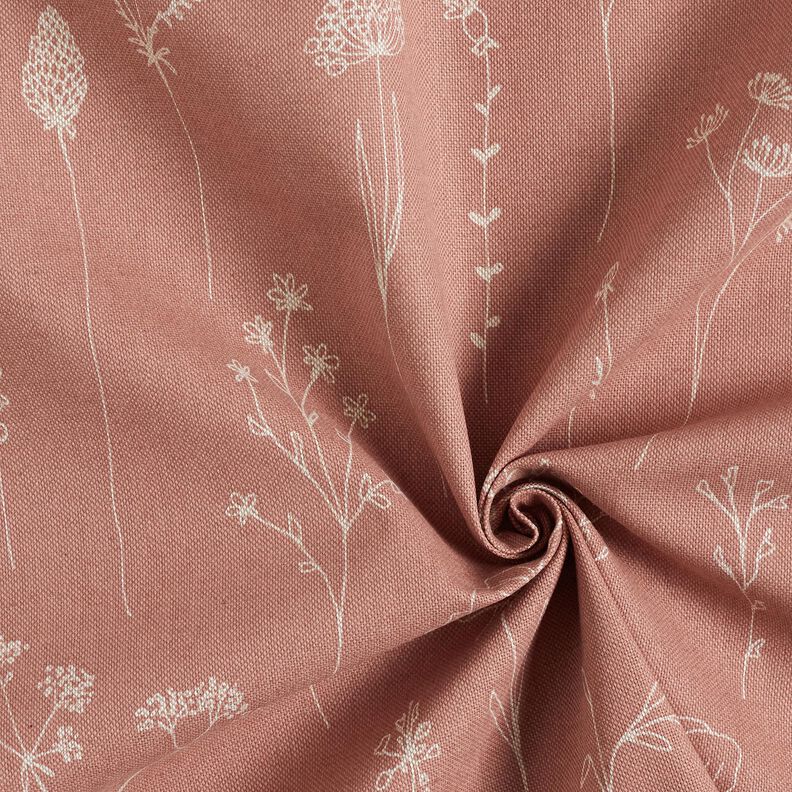 Decostof Half panama Delicate bloemen – oudroze, image number 3