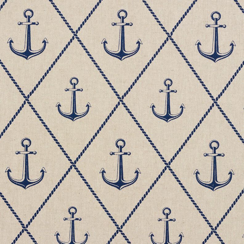 Decostof Half panama Anker klassiek – natuur/marineblauw, image number 1