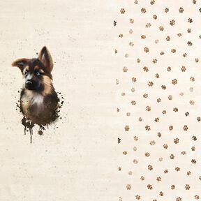 French Terry sommersweat Duitse herder Panel | Glitzerpüppi – lichtbeige, 