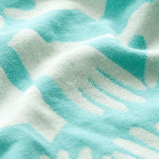 GOTS breijacquard LOVE LETTERS Hand on Heard | Hamburger Liebe | albstof – aquablauw/wit, 