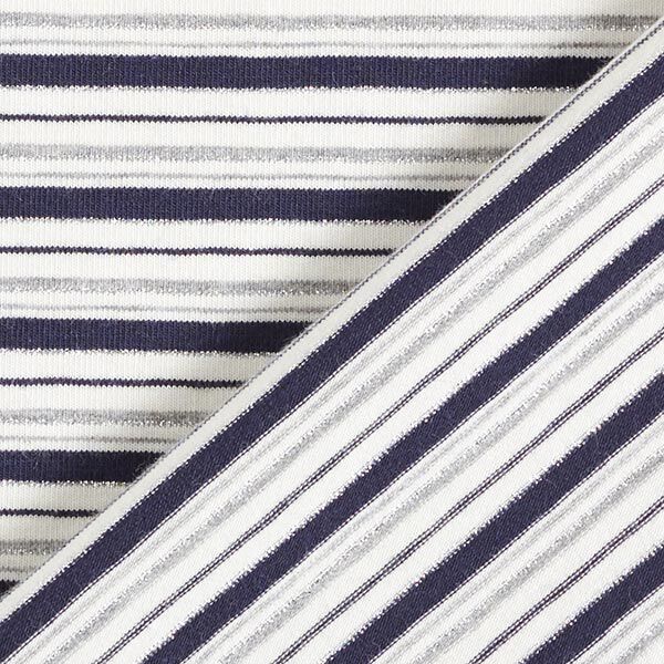 Glitterjersey Katoen Strepen – ecru/navy, image number 4