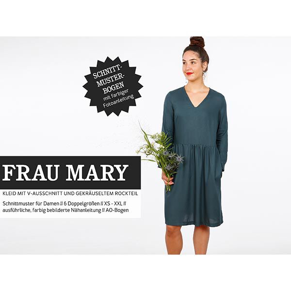 FRAU MARY - jurk met V-hals en rok met ruches, Studio Schnittreif  | XS -  XXL,  image number 1