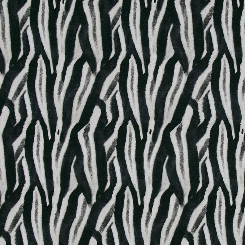 French Terry geborstelde zebra digitale print – zwart/zilver, image number 1