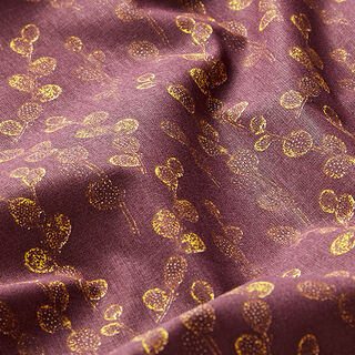 Katoenen stof cretonne Knoppen – aubergine, 
