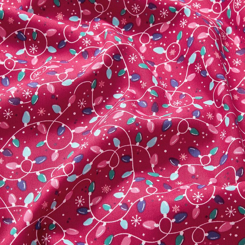 Katoenen stof Popeline Lichtsnoer – purper/lichtblauw, image number 2