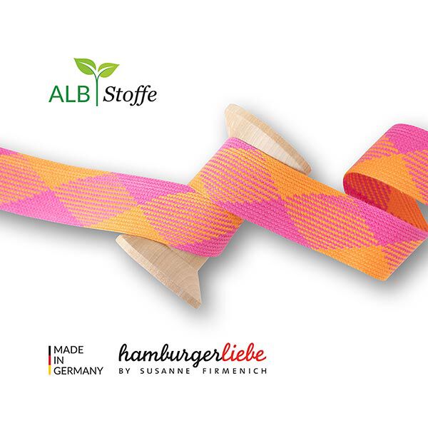 Biologische vlechtkoord Twist Me Flat [35 mm] | Albstoffe – roze/oranje,  image number 1