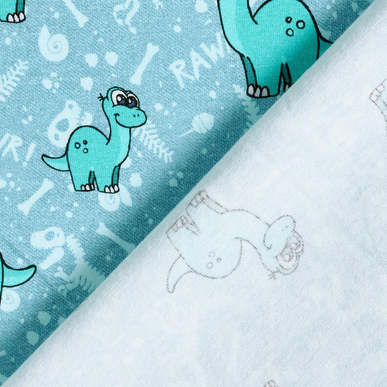 Katoenjersey Dinosaurussen en fossielen | Glitzerpüppi – lichtblauw/pepermunt,  image number 4
