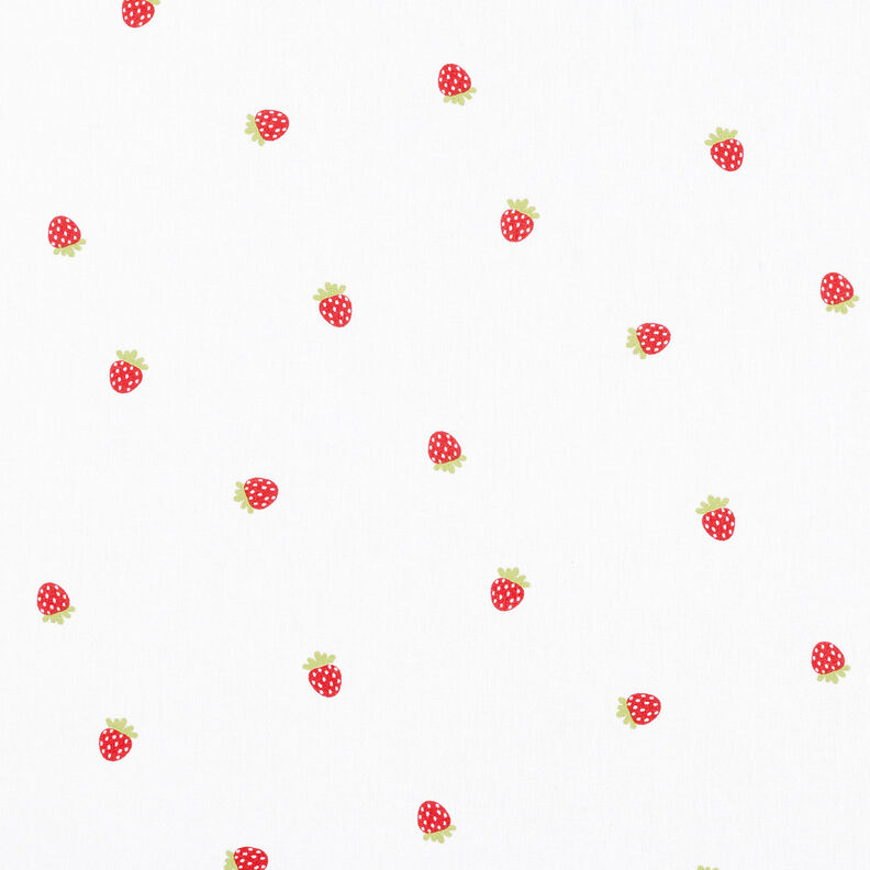 Katoenpopeline zoete aardbeien – wit,  image number 1