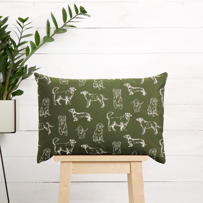 Decostof Canvas Honden – donkergrenen/creme,  image number 7