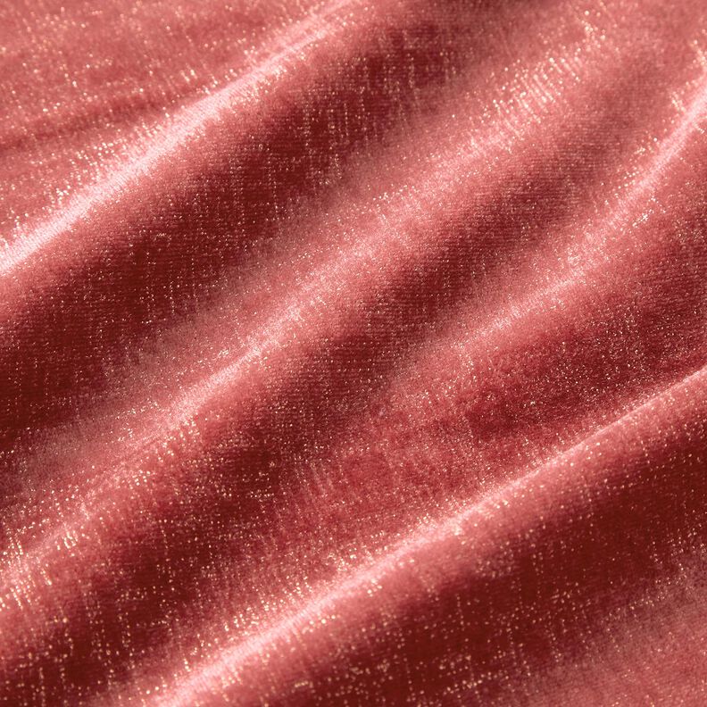 Stretchfluweel met glitterruit – licht bessen/goud metallic, image number 2