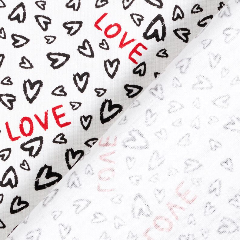 Katoenen stof Cretonne Love – wit/zwart, image number 4