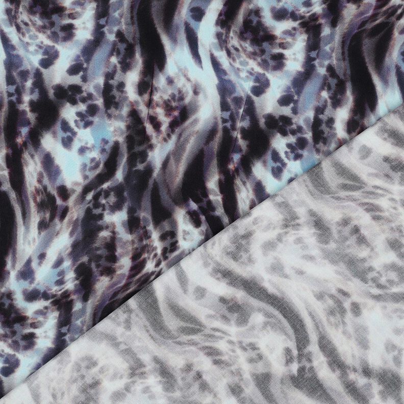LENZING™ ECOVERO™ viscosestof dieren digitale print – zwart blauw/ijsblauw,  image number 4