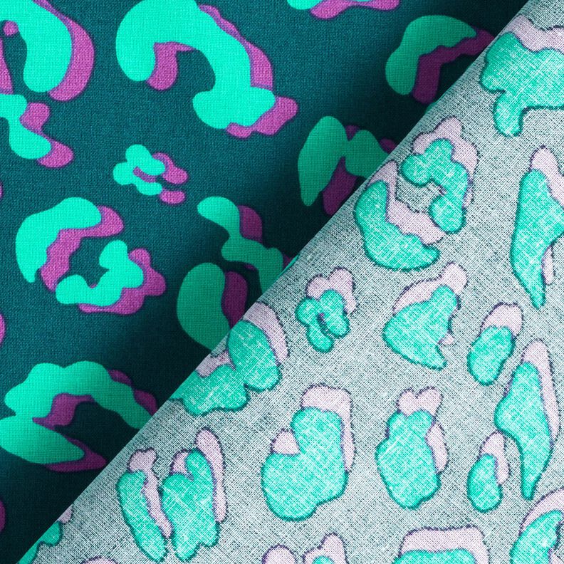 Gecoate katoen abstracte Leeuw | Poppy Fabrics – petroleum/lila, image number 4