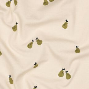 GOTS Katoenjersey Peren | Poppy Fabrics – lichtbeige/lichtolijf, 