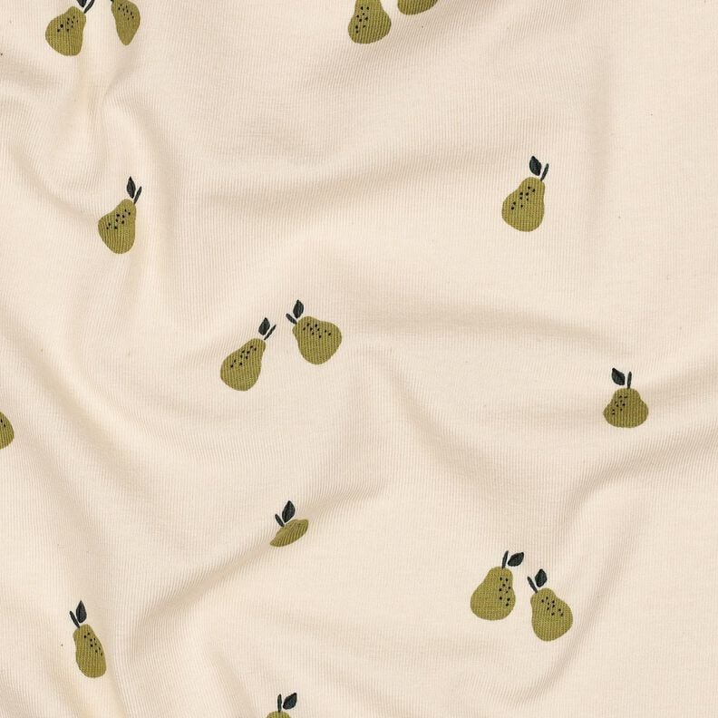 GOTS Katoenjersey Peren | Poppy Fabrics – lichtbeige/lichtolijf,  image number 2