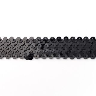 Elastische paillettenboord [30 mm] – zwart, 