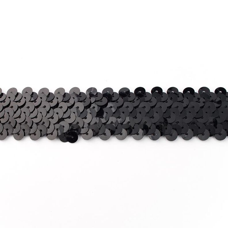 Elastische paillettenboord [30 mm] – zwart,  image number 1
