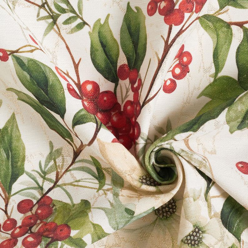 Decostof Jacquard Lurex Winterbes – natuur/goud,  image number 3