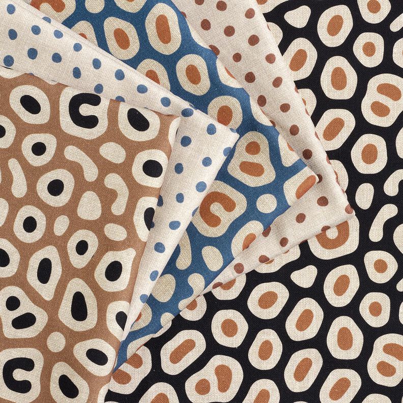 Decostof Half panama abstract luipaardpatroon – zwart/cashew, image number 5
