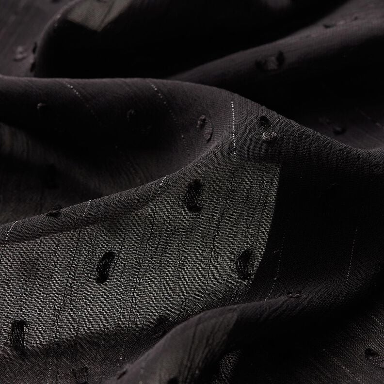 Chiffon dobby metallic krijtstreep – zwart/zilver metallic,  image number 2