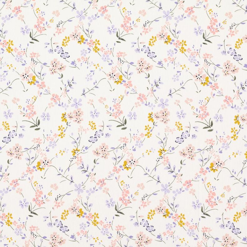 Katoenpopeline delicate bloemen – wit/lila,  image number 1