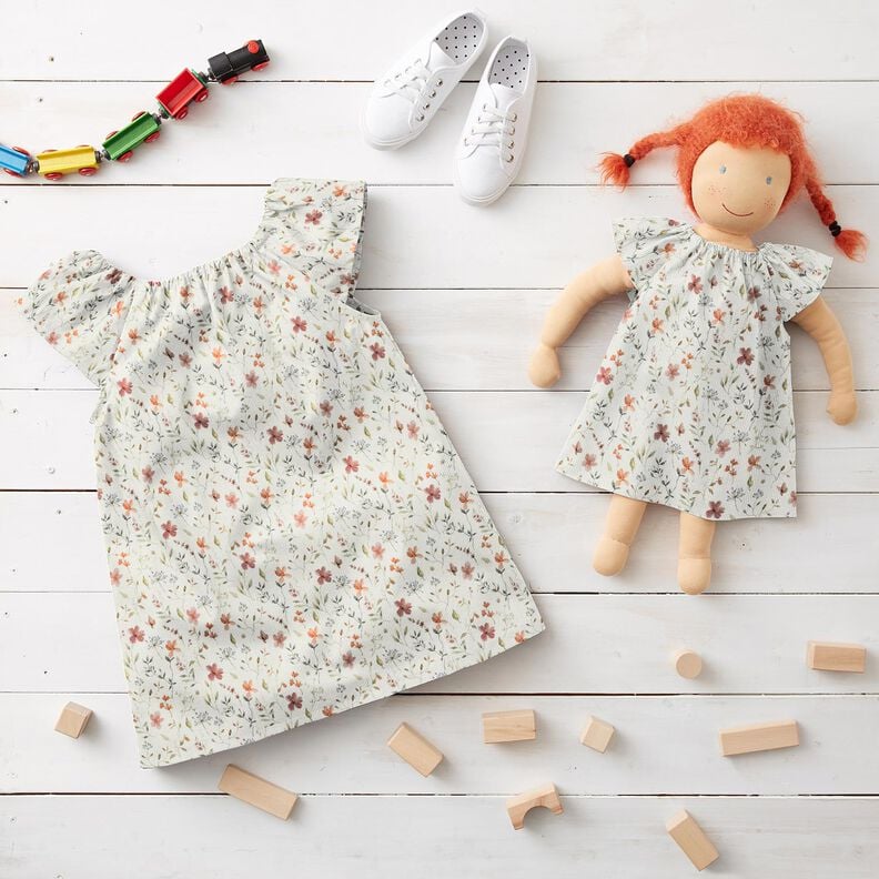 Ribjersey Delicate bloemenweide Digitaal printen – wit,  image number 6