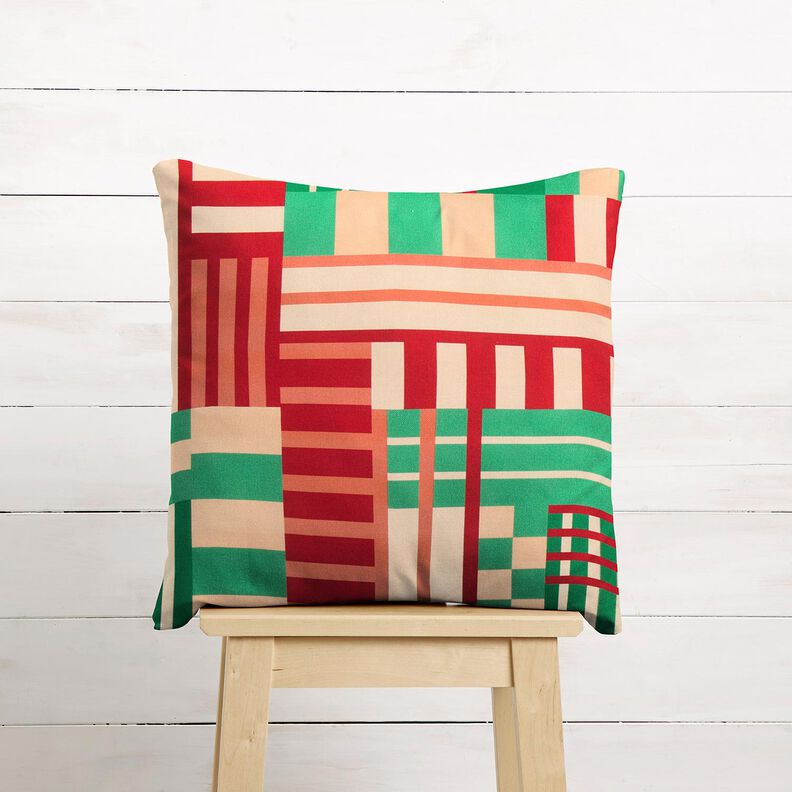 Decostof Half panama moderne vormen – jeneverbesgroen/donkerrood, image number 10
