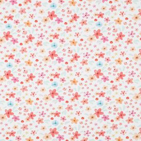 GOTS Katoenjersey kleurrijke bloemen Digitaal printen | Poppy Fabrics – wit/perzik, 