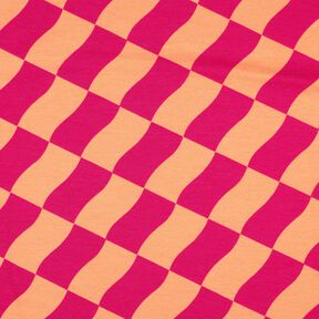 Softsweat golvende ruit| Poppy Fabrics – intens roze/perzik sinaasappel, 