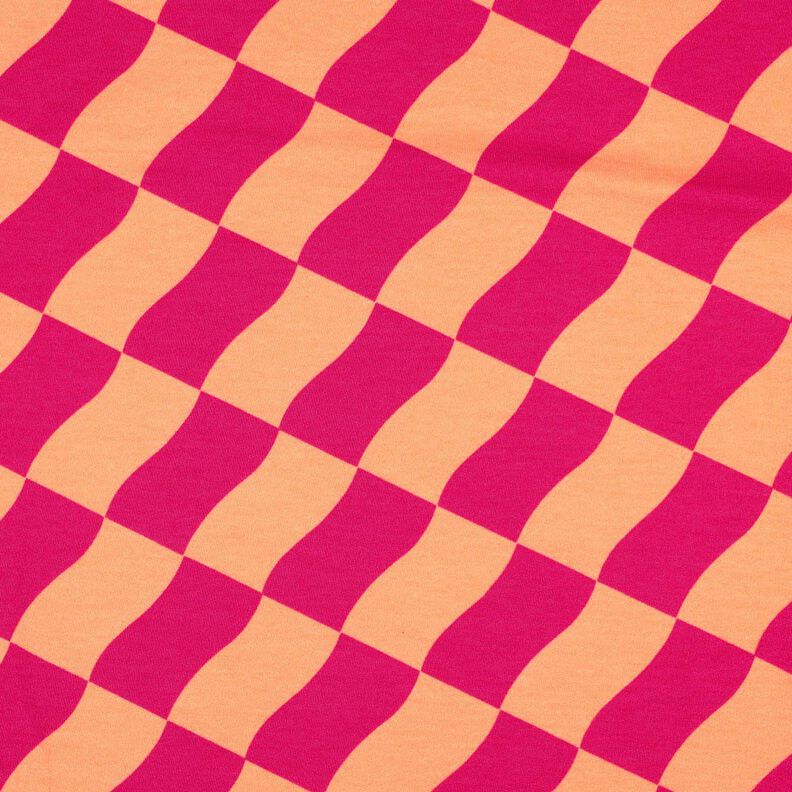 Softsweat golvende ruit| Poppy Fabrics – intens roze/perzik sinaasappel,  image number 1