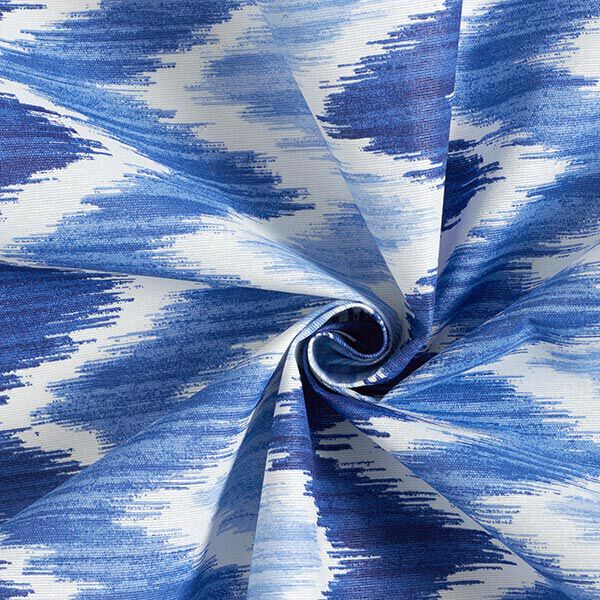 Gecoate katoen Ikatprint – blauw/wit,  image number 3