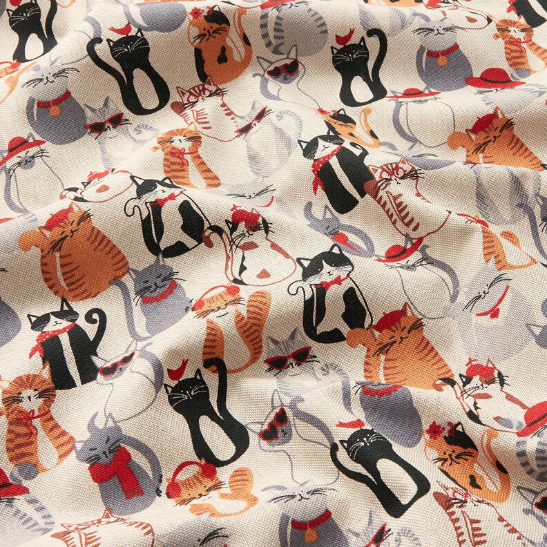 Decostof Half panama elegante katten – natuur/grijs, image number 2