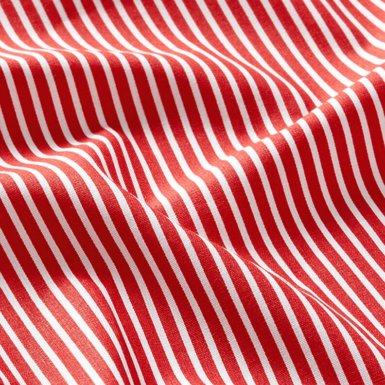 Katoenpopeline Strepen – rood/wit,  image number 2