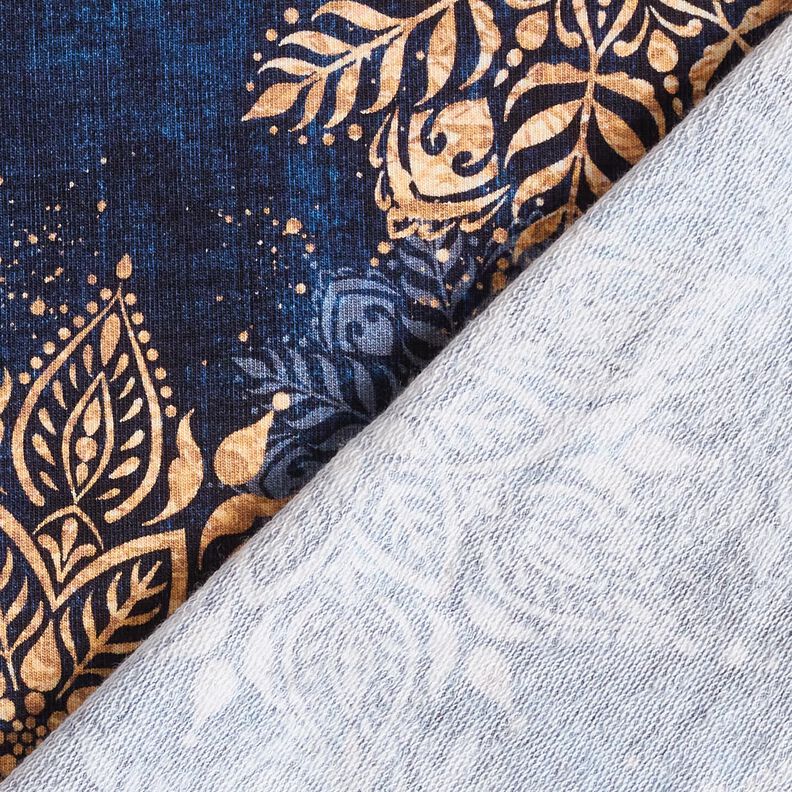 French Terry sommersweat Mandala | Glitzerpüppi – marineblauw/perzik,  image number 4