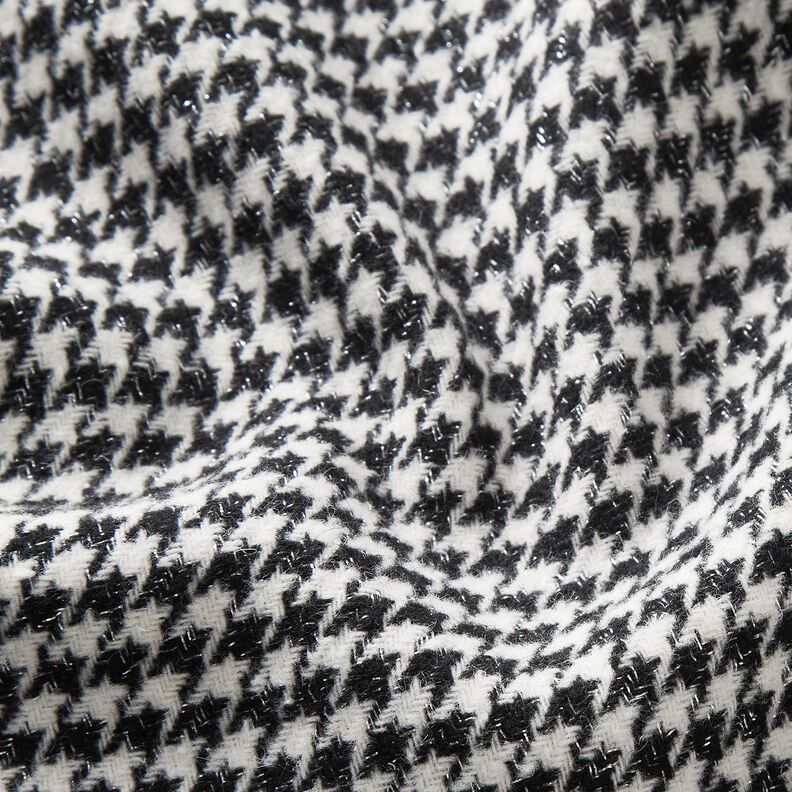 Mantelstof Wolmix Glitter pied-de-poule – zwart/ecru, image number 2