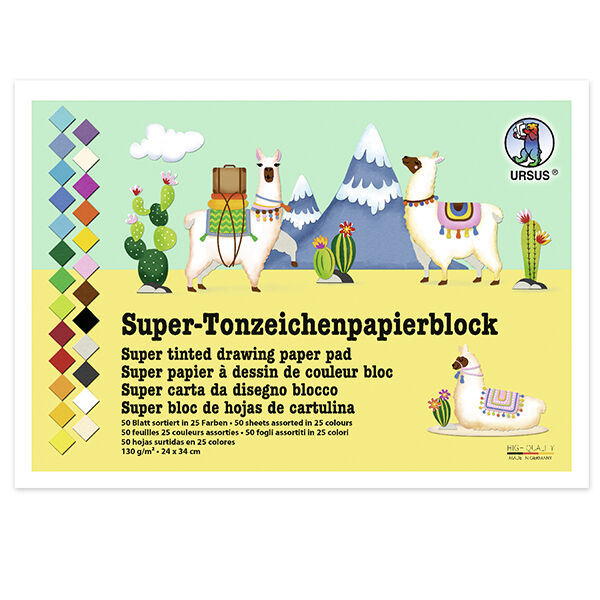 Super blok gekleurd tekenpapier  24cm x 34cm [130g/m²], 50 Blad,  image number 1