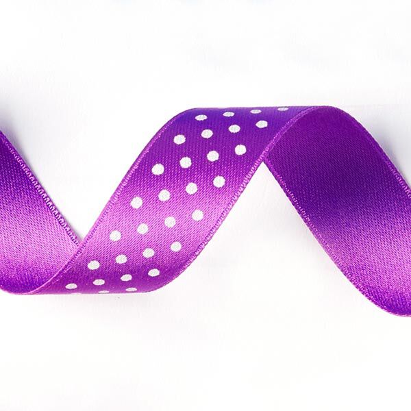 Satijnband stippen - violet/wit,  image number 2