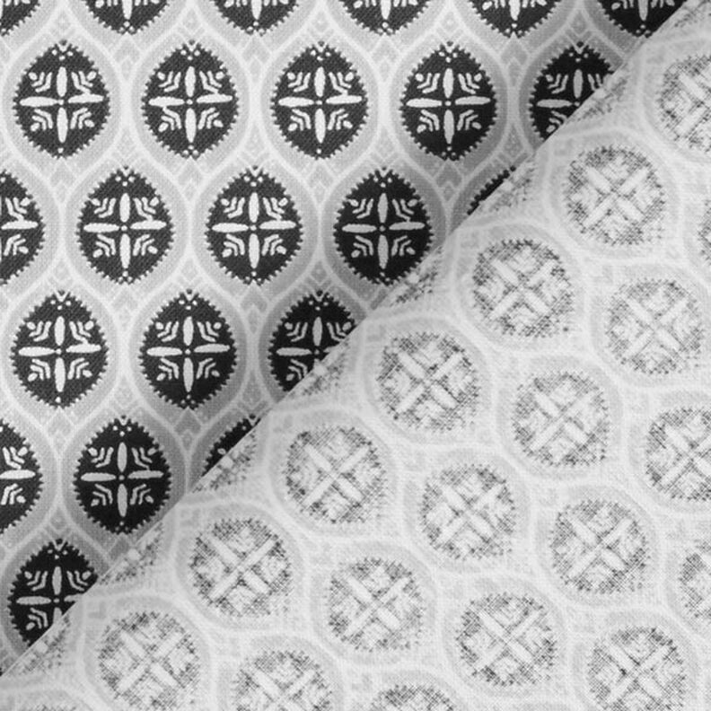 Katoen cretonne Tegel ornamenten – grijs/anthraciet,  image number 4