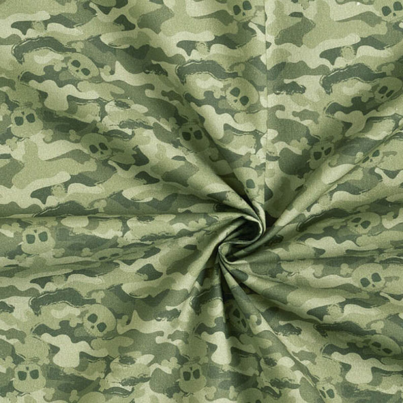 Biologisch katoenpopeline Camoufleer doodskoppen – pistache,  image number 3