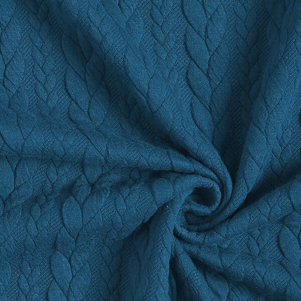 Jerseyjacquard cloqué kabelsteekpatroon – petroleum,  image number 3