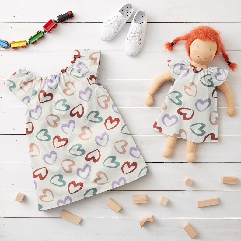 Katoenjersey kleurrijke harten &ndash; wit/lila,  image number 6