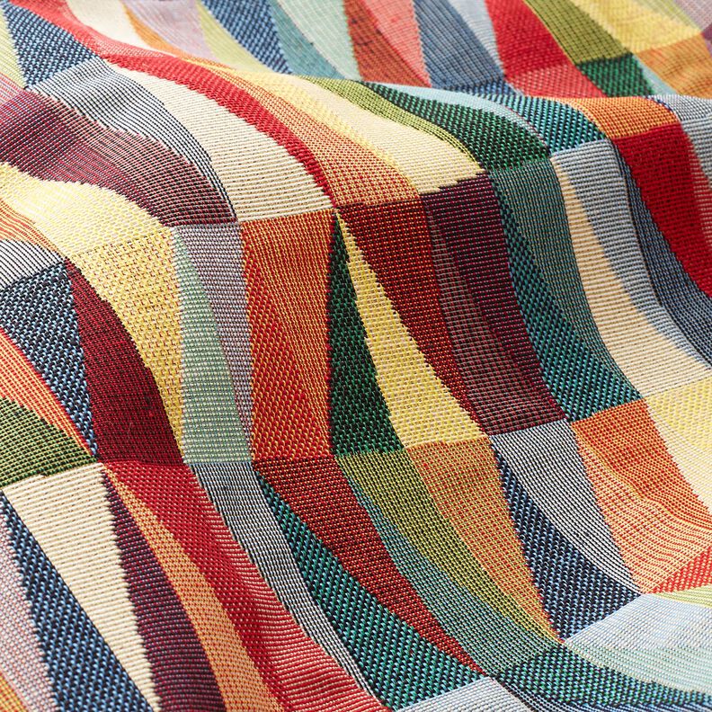 Decostof Gobelin grafische zigzag – lichtbeige/karmijnrood, image number 2