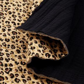 Mousseline Doorgestikte stof Luipaardprint – beige/zwart, 