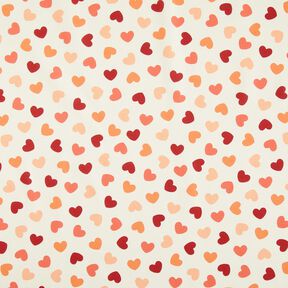 Decostof Half panama verdeelde harten – creme/donkerrood, 