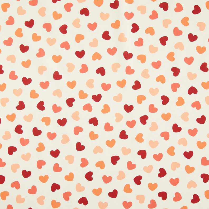 Decostof Half panama verdeelde harten – creme/donkerrood, image number 1