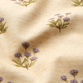 Decostof Katoenkeper Bloemen en schrift – beige, 