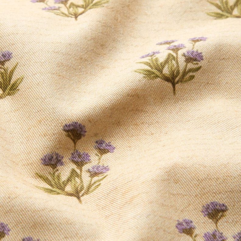 Decostof Katoenkeper Bloemen en schrift – beige,  image number 2